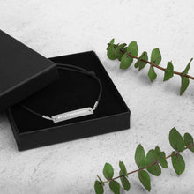 Load image into Gallery viewer, Engraved #FlipTheSwitch Silver Bar String Bracelet